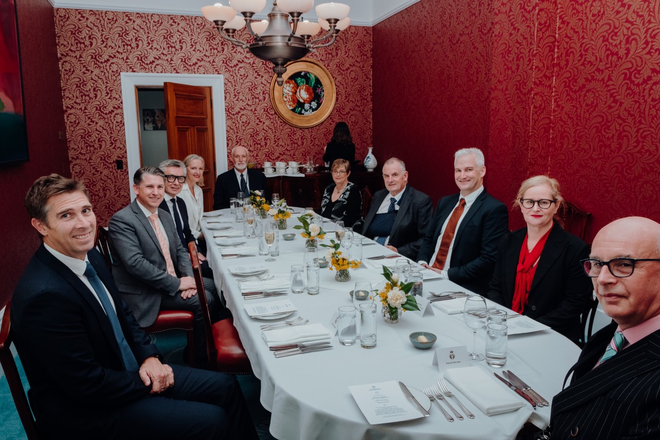 New Zealand Business & Parliament Trust Corporate Chief Executive Guests for the President's Dinner June 2022 sit down before food is served